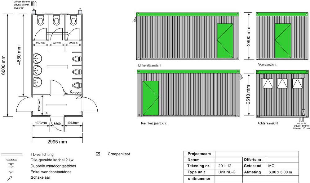 Sanitairunit plattegrond