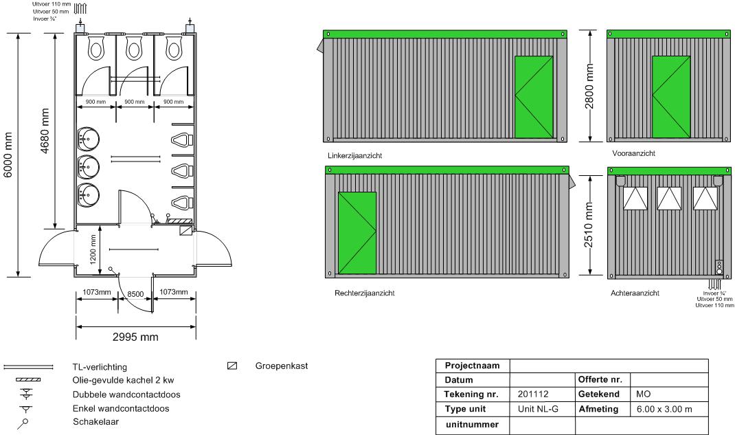 Toiletunit bouwtekening